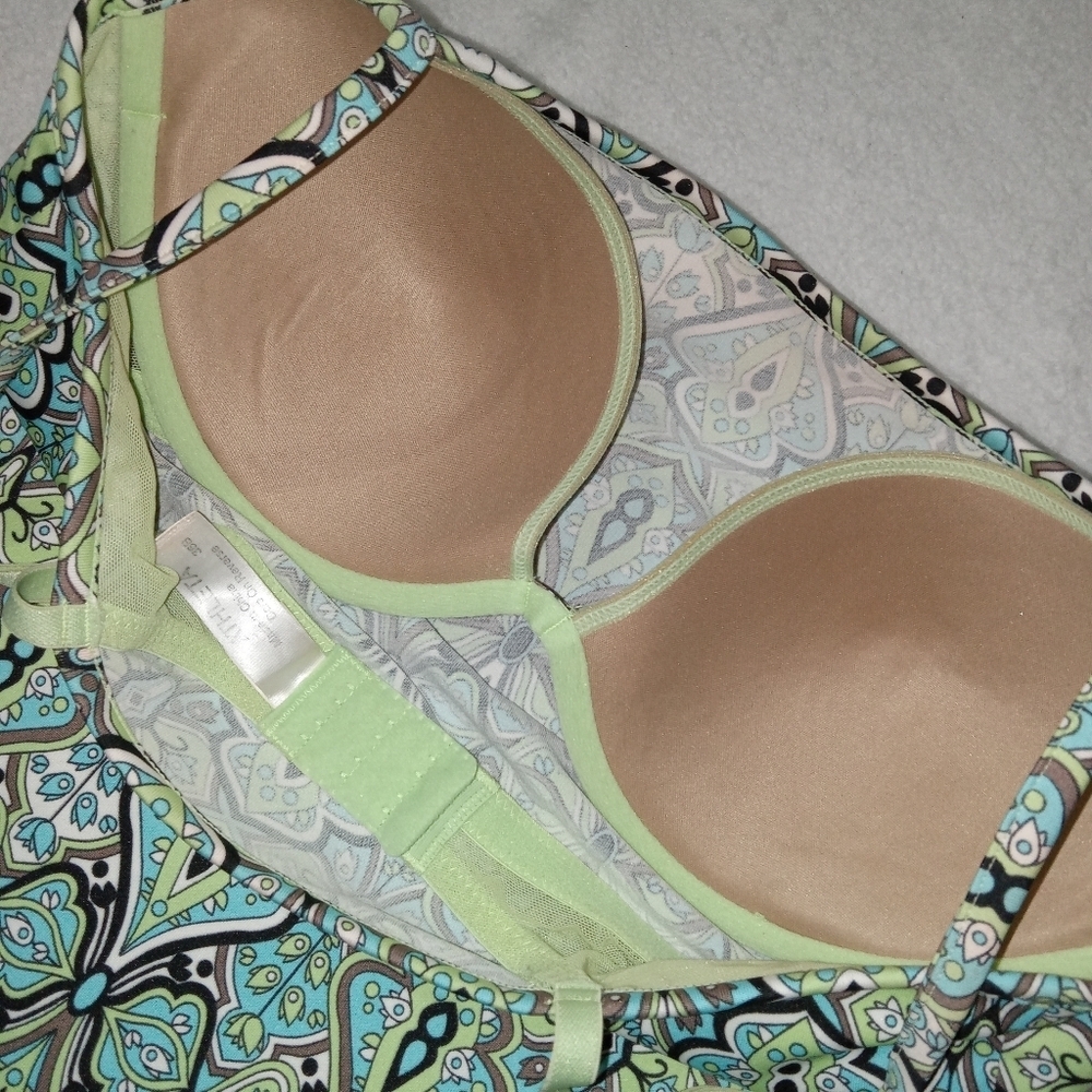 5 for $10 Athleta Green & Blue Tankini Top w/ Built in Underwire Bra size 36B - Picture 7 of 8
